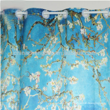 Plastic Curtain Rings Printed Fabric Shower Curtain